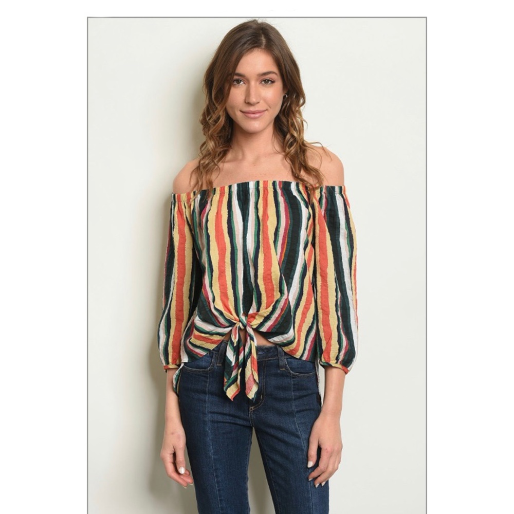 🌈MULTI COLORED OFF SHOULDER TOP🌈 NWT